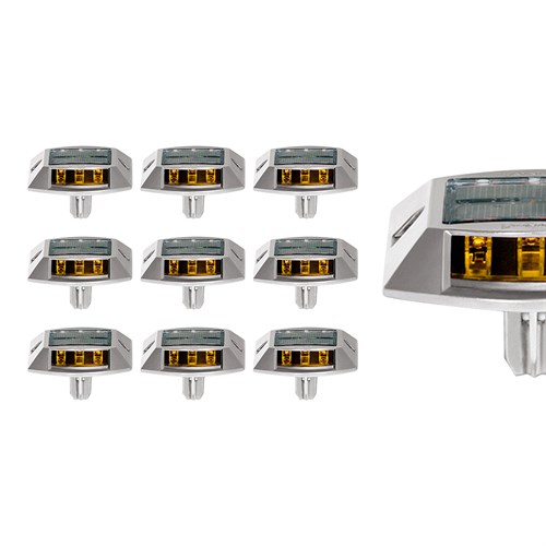 10lu Set Sarı Güneş Enerjili Çakar Yol Butonu, Ankrajlı