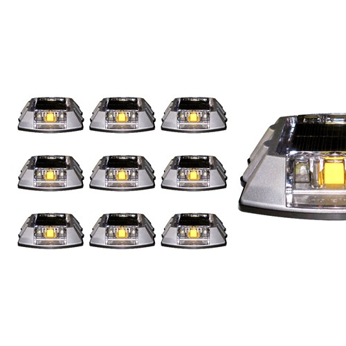 10lu Set Sarı Solar Çakar Yol Butonu, Poliüretan Taban