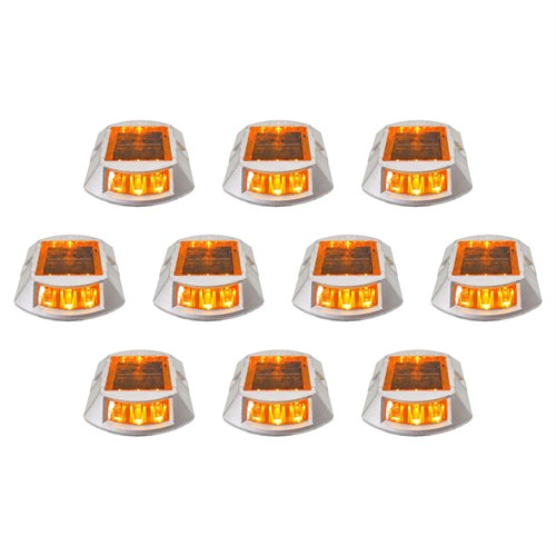 10lu Set Sarı Solar Yol Butonu 3+3 Ledli