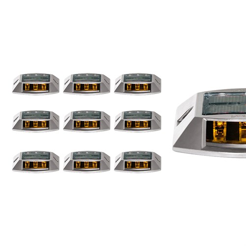 10lu Set Sarı Solar Yol Butonu 3x3 Ledli