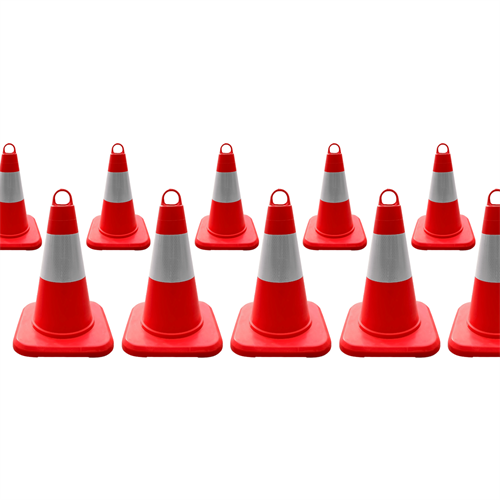 10lu TPE Trafik Konisi Seti 32 cm Tek Reflektifli Trafik Dubası