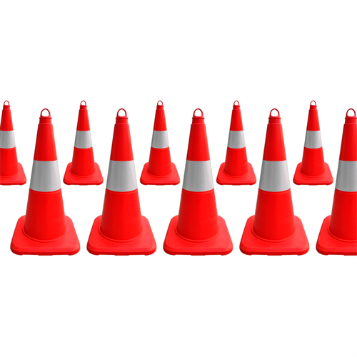 10lu TPE Trafik Konisi Seti 50 cm Tek Reflektifli Trafik Dubası