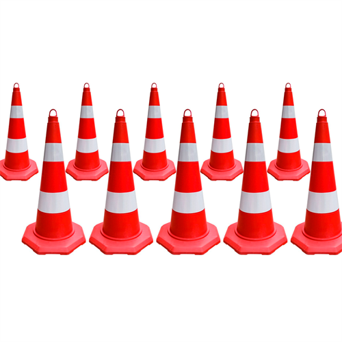 10lu TPE Trafik Konisi Seti 70 cm Çift Reflektifli Trafik Dubası