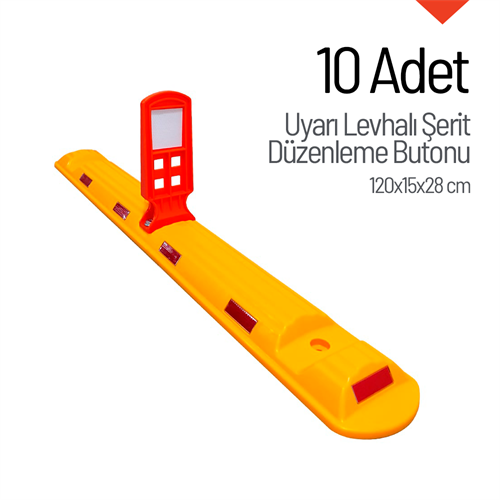 10lu Uyarı Levhalı Şerit Düzenleme Butonu Seti 120x15x28 cm