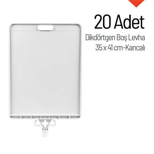 20 Adet Kancalı Dikdörtgen Boş Levha 35x41 cm