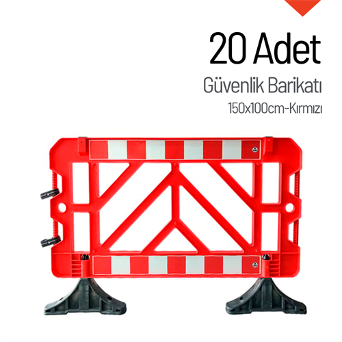 20-Pack Red Safety Barrier 150 x 100 cm