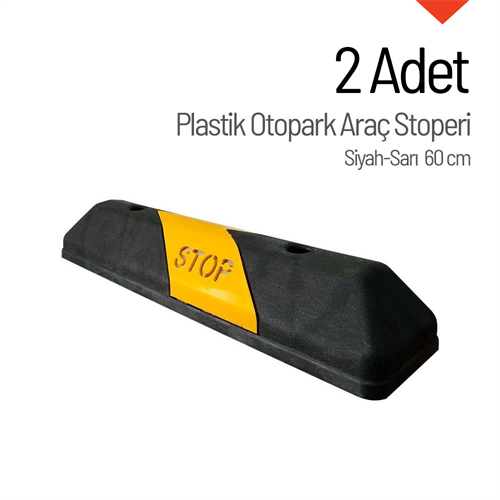 2li Plastik Oto Park Araç Stoperi 60 cm Siyah-Sarı
