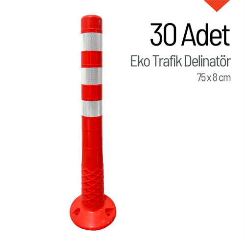 30 Adet Eko Trafik Delinatör 75 x 8 cm Esnek Duba