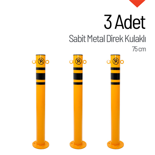 3lü Sabit Metal Direk Seti Kulaklı, Metal Duba 75 cm