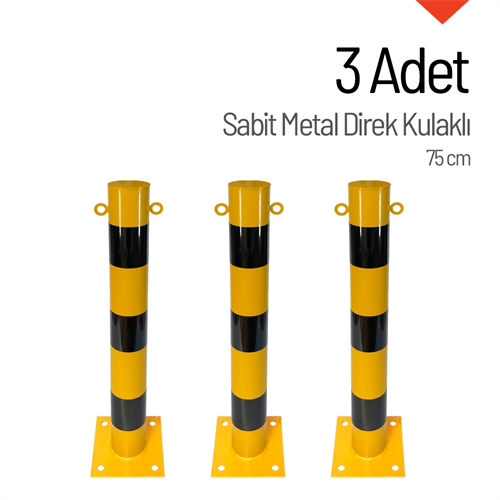 3lü Sabit Metal Direk Seti Kulaklı, Metal Duba 75 cm