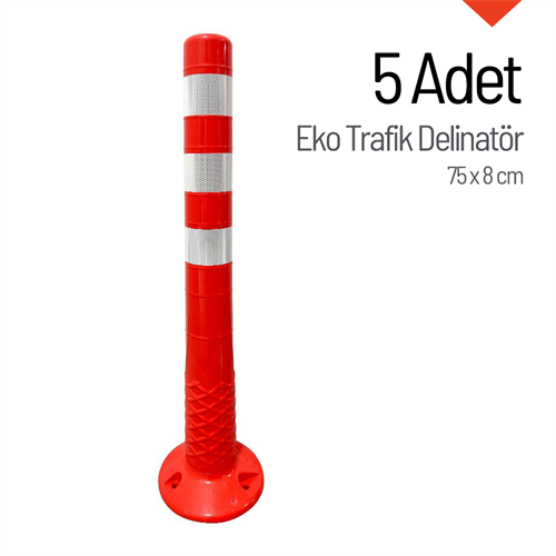 5 Adet Eko Trafik Delinatör 75 x 8 cm Esnek Duba