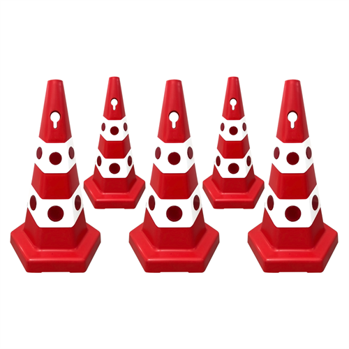 5 Adet Kedi Gözlü Altıgen Trafik Konisi 65 cm Trafik Dubası Seti