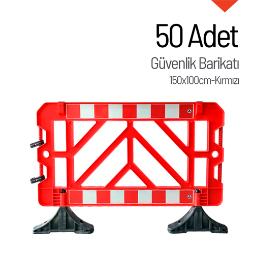 50-Pack Red Safety Barrier 150 x 100 cm