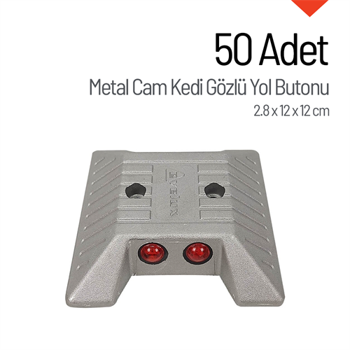 50li Metal Cam Kedi Gözü Yol Butonu Seti 12 x 12 x 2.8 cm 