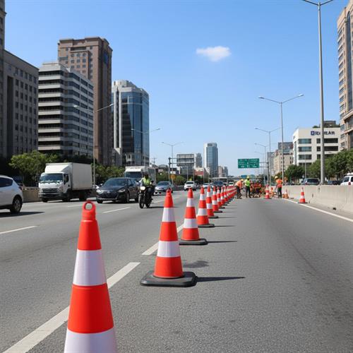 50li TPE Trafik Konisi Seti 75 cm Ağırlıklı Çift Reflektifli Trafik Dubası