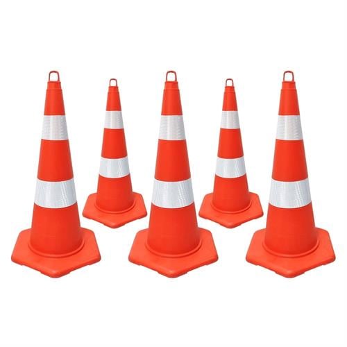 5li PVC Trafik Konisi Seti 75 cm EKO Trafik Dubası