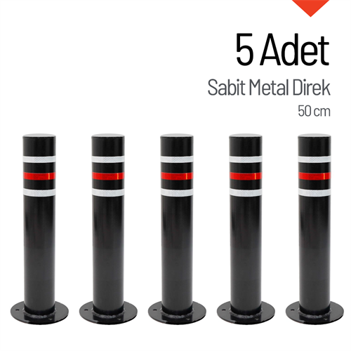 5li Sabit Metal Direk Seti Siyah, Metal Duba 50 cm
