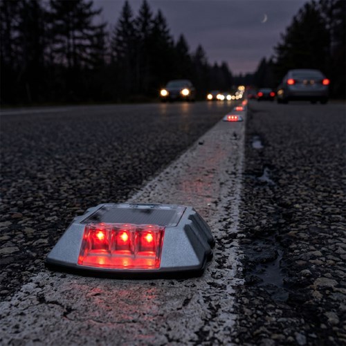 5li Set Kırmızı Solar Çakar Yol Butonu, Poliüretan Taban