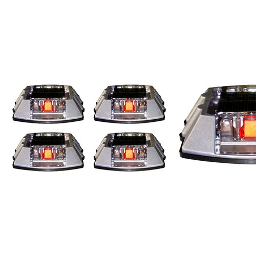 5li Set Kırmızı Solar Çakar Yol Butonu, Poliüretan Taban