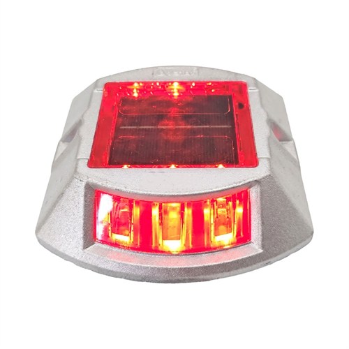 5li Set Kırmızı Solar Yol Butonu 3+3 Ledli