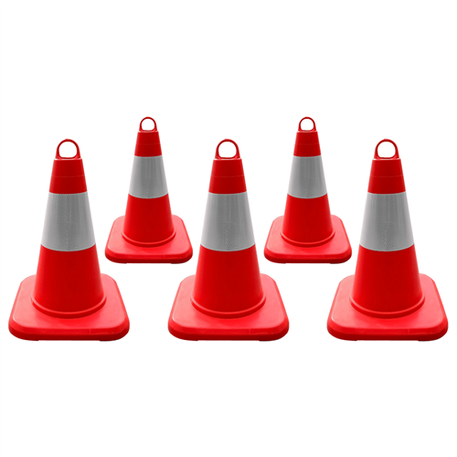 5li TPE Trafik Konisi Seti 32 cm Tek Reflektifli Trafik Dubası