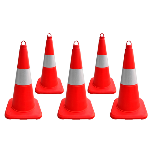5li TPE Trafik Konisi Seti 50 cm Tek Reflektifli - Ağırlıksız Trafik Dubası