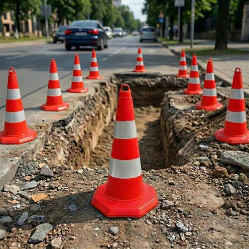 5li TPE Trafik Konisi Seti 52 cm Çift Reflektifli - Ağırlıksız Trafik Dubası