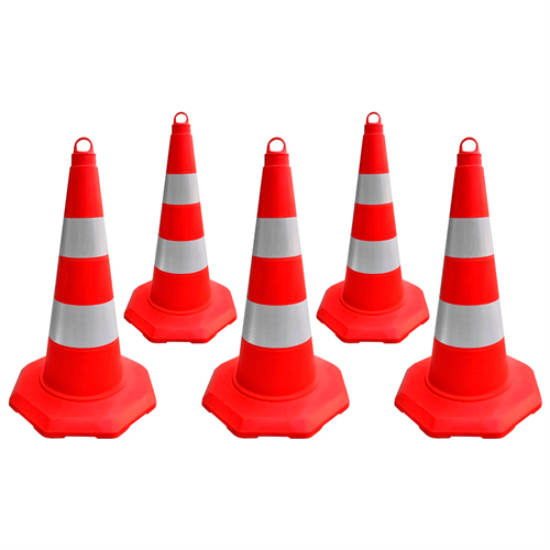 5li TPE Trafik Konisi Seti 52 cm Çift Reflektifli - Ağırlıksız Trafik Dubası