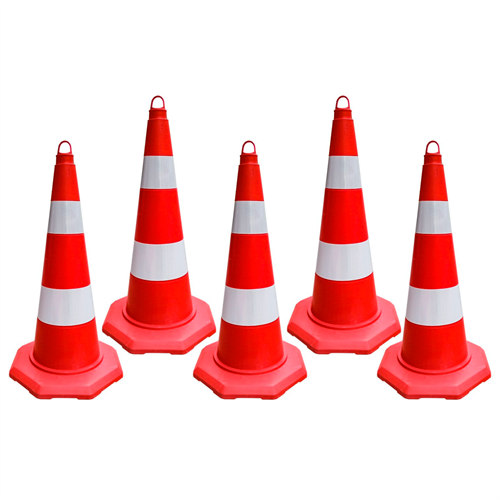 5li TPE Trafik Konisi Seti 70 cm Çift Reflektifli - Ağırlıksız Trafik Dubası