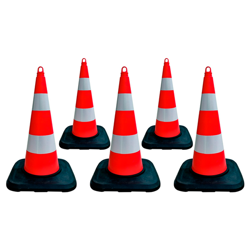 5li TPE Trafik Konisi Seti 75 cm Ağırlıklı Çift Reflektifli Trafik Dubası