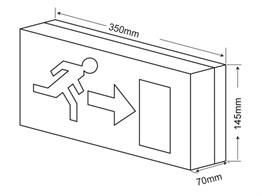 Emergency Exit Light 70 x 350 x 145 mm