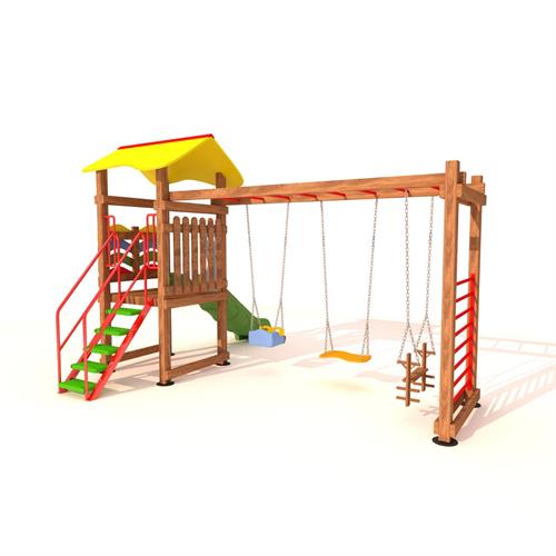 Ahşap Çocuk Oyun Parkı SG04, Üç Salıncaklı Model