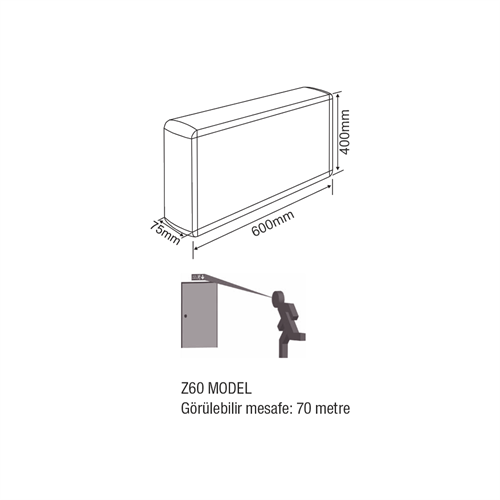 Çiftyüz Acil Çıkış Yönlendirme Armatürü Z Seri 75 x 600 x 400mm