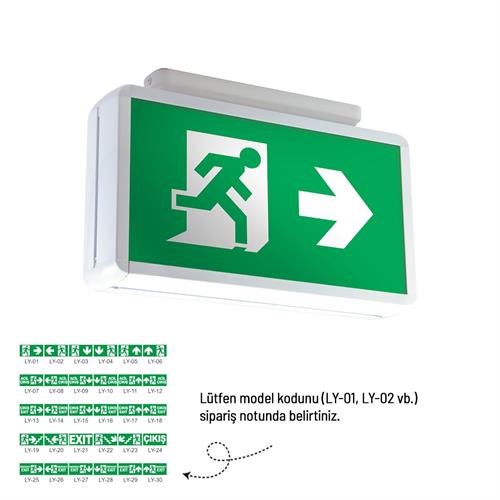 Çiftyüz Acil Çıkış Yönlendirme Armatürü Z Seri 75 x 320 x 165mm