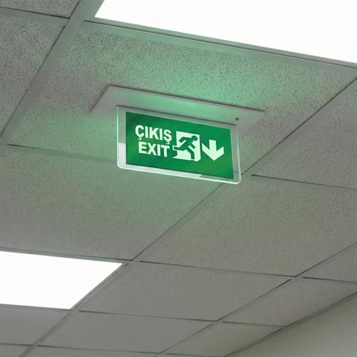 Çiftyüz Sıva Altı Acil Çıkış Yönlendirme Armatürü O Seri 70 x 310 x 130 mm