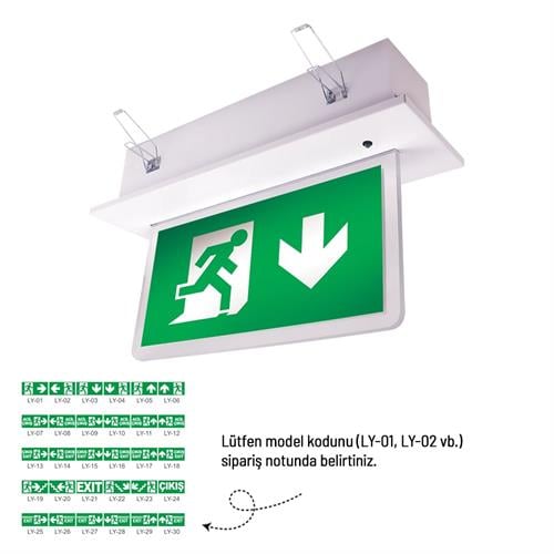 Çiftyüz Sıva Altı Acil Çıkış Yönlendirme Armatürü 110 x 360 x 75 mm