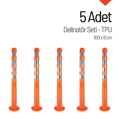 Delinatör 100 x 8 cm (TPU) 5 Adet, Esnek Trafik Bariyeri