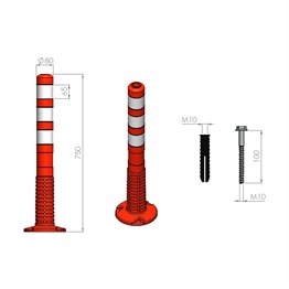 Delinatör 75 x 8 cm, Esnek Duba