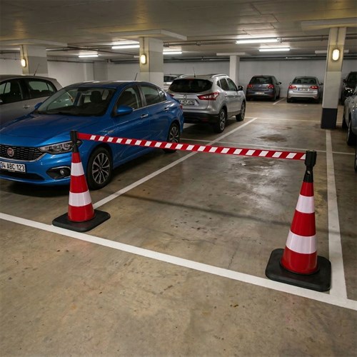 Delinatör, Koni ve Dikme İçin İkaz Şeritli Mekanizma Kırmızı-Beyaz