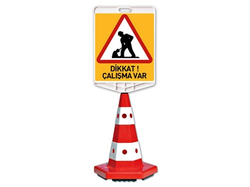 Dikkat Çalışma Var Dikdörtgen Levha Çift Taraf Baskı