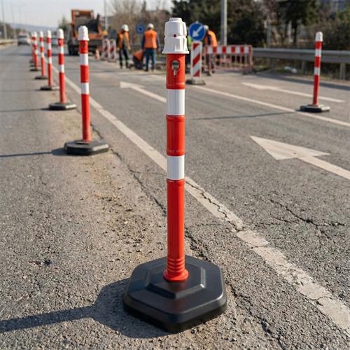 Dubalı Kırmızı Uyarı Dikmesi, 2 Reflektifli - 100 x 6 cm