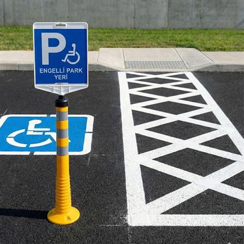 Engelli Park Yeri Çift Taraf Baskı Sarı Delinatör Seti 