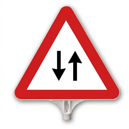 İki Yönlü Trafik Üçgen Levha Çift Taraf Baskı