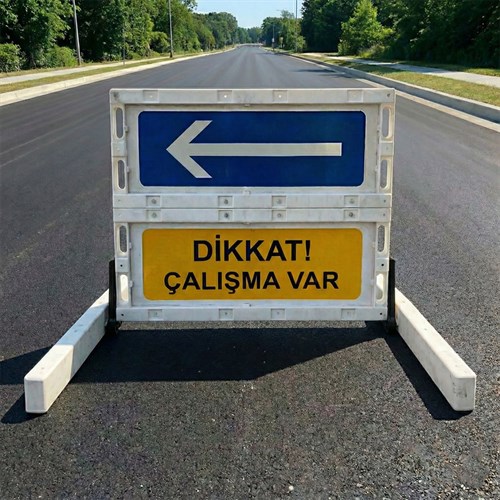 Katlanır Uyarı Levhalı Bariyer 100x91cm