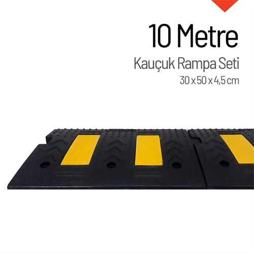 Kauçuk Rampa Set, Otopark Rampası, Kaldırım Rampası 50x30x4,5 cm 10 Metre