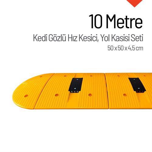 Kedi Gözlü Plastik Yol Kasisi Kapaklı Set - 10 Metre 