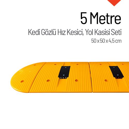 Kedi Gözlü Plastik Yol Kasisi Kapaklı Set - 5 Metre