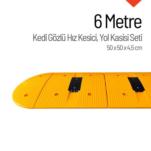 Kedi Gözlü Plastik Yol Kasisi Kapaklı Set - 6 Metre