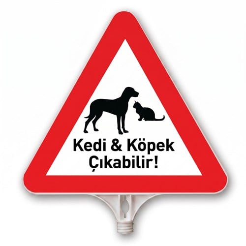 Kedi & Köpek Çıkabilir Üçgen Plastik Levha Çift Taraflı Baskı