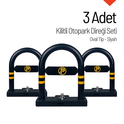 Kilitli Oto Park Direği Oval Tip 3 Adet İndirimli Set